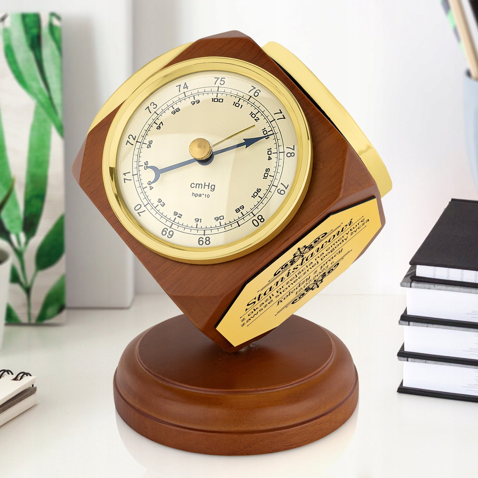 Weather Station Wooden Engraving Thermometer Barometer Clock Gift for Retiree Manufacturer code stacja pogody z grawerem gratis