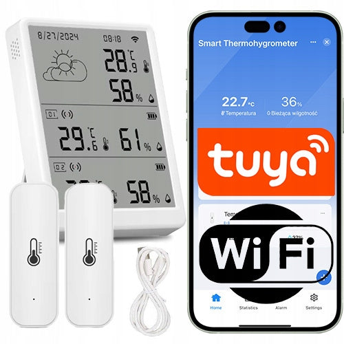 Weather station 2x outdoor temperature and humidity sensor WiFi TUYA