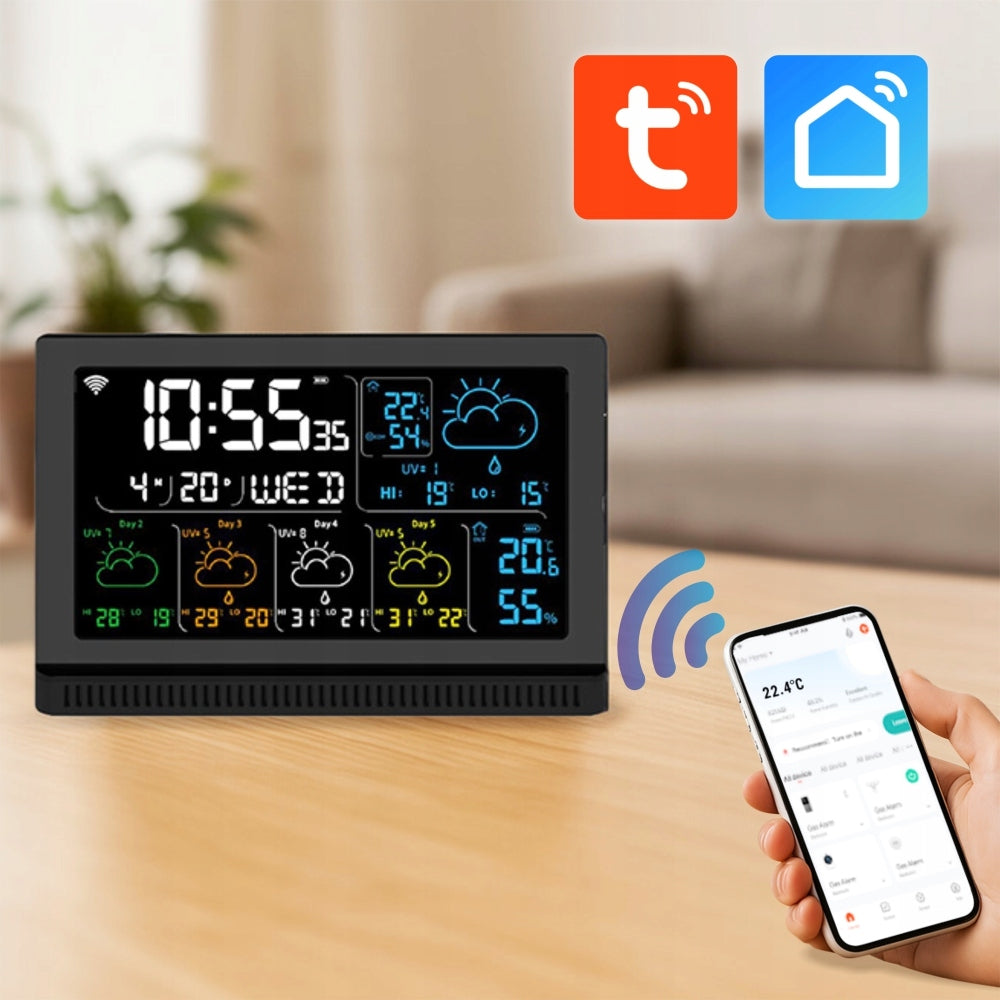 Weather station meteo THERMOMETER HYGROMETER WiFi APPLICATION TUYA CLOCK Packaging status original
