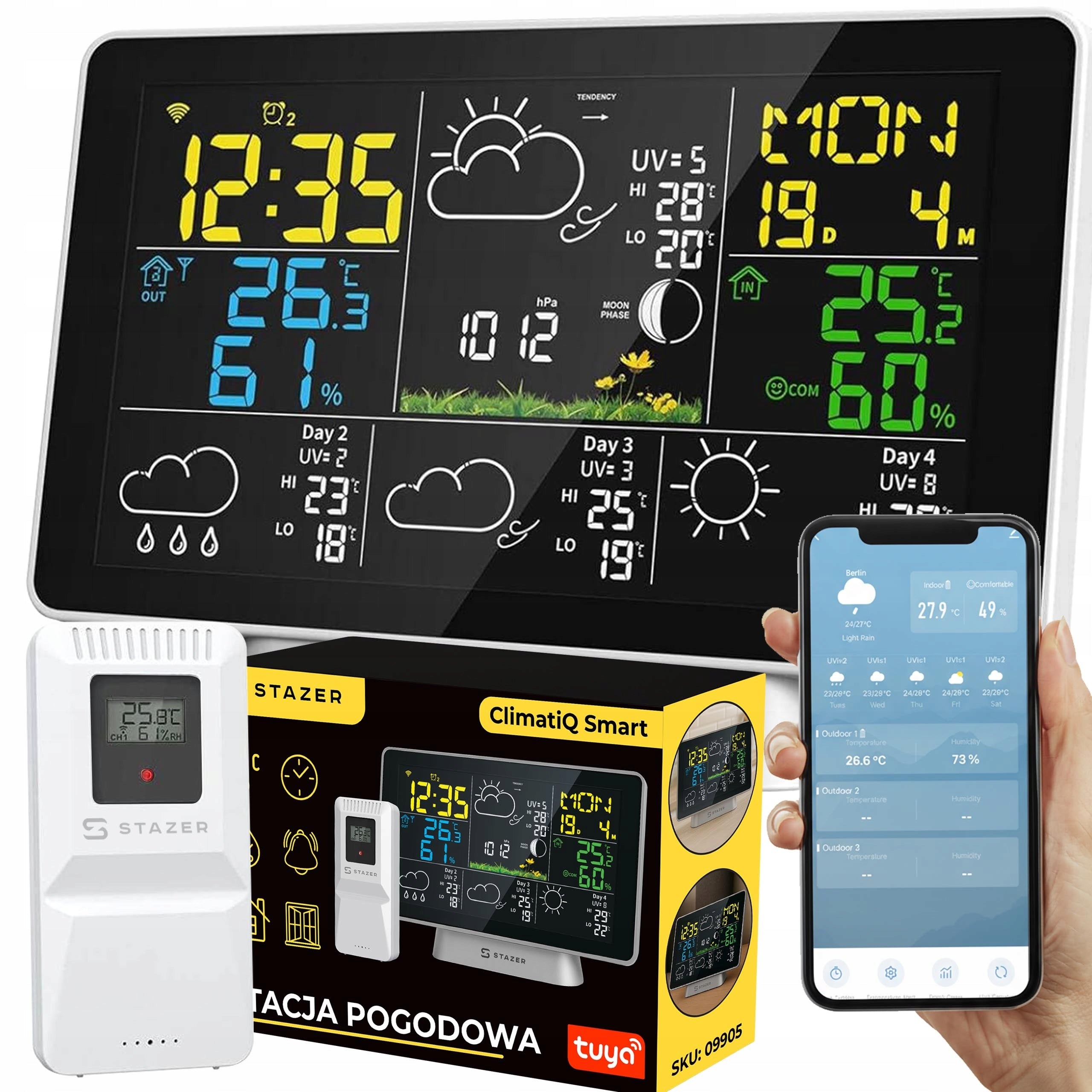 Weather station thermometer hygrometer barometer alarm clock smart WiFi Tuya