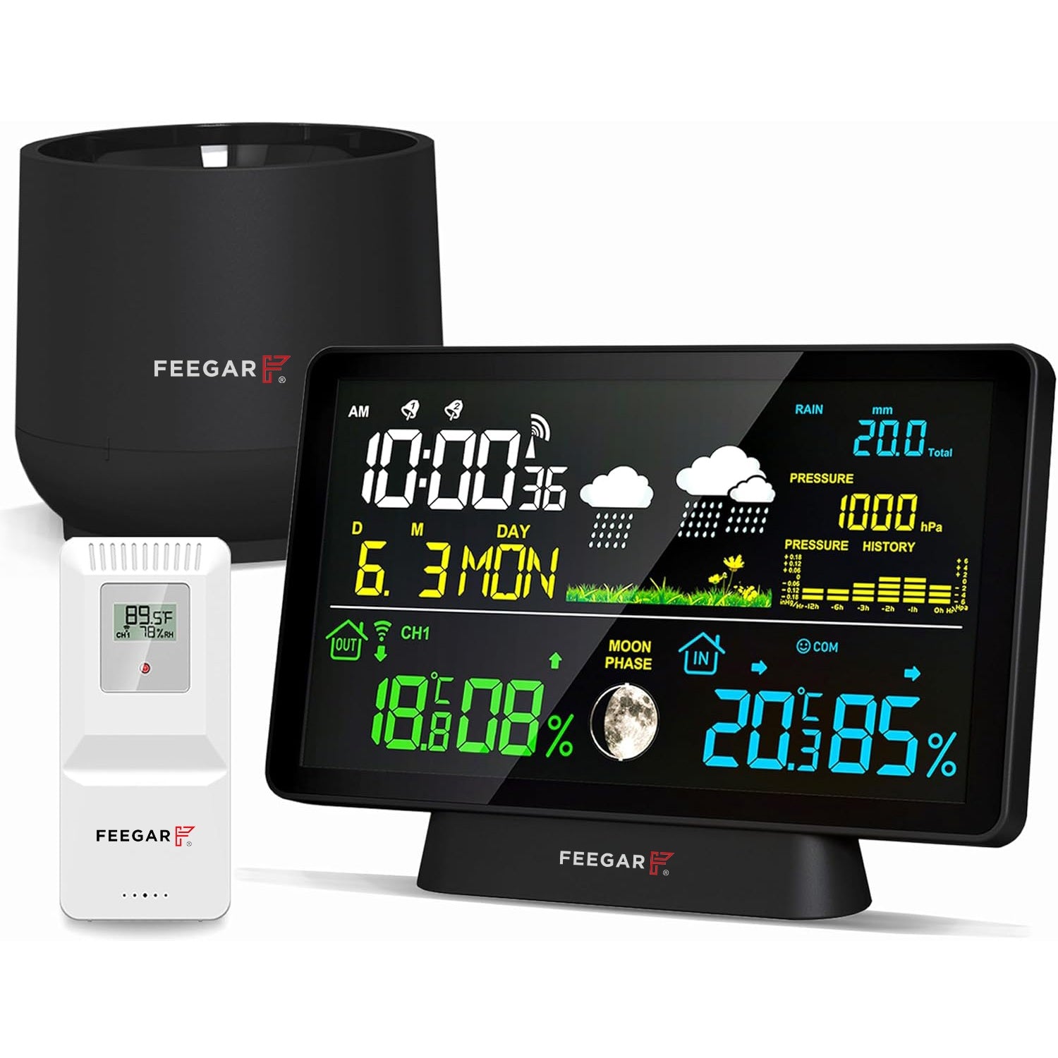 Weather station wireless Feegar Rain 7,5" Barometer Rain gauge