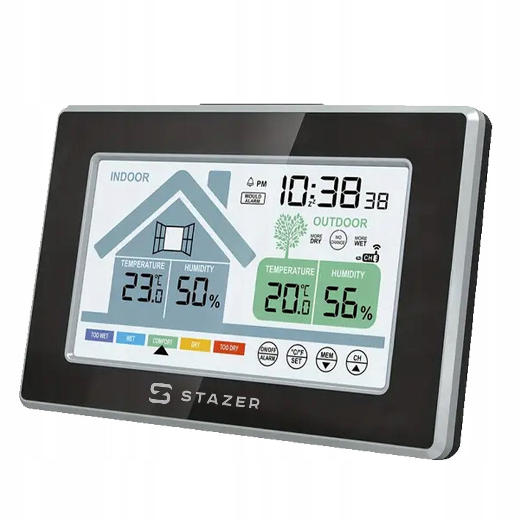 Weather station wireless meteo thermometer hygrometer LED clock Brand Stazer