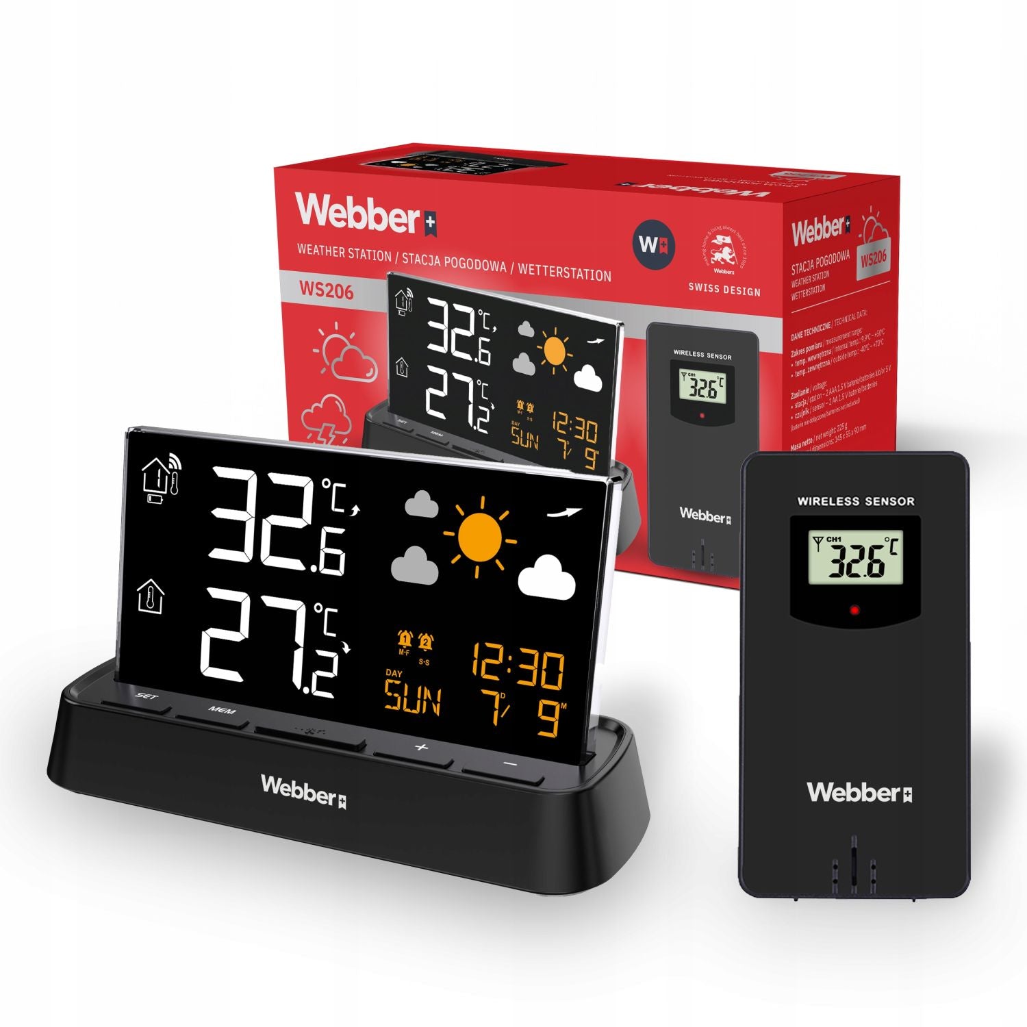 Webber WS206 Wireless Weather Station with Alarm Clock and DCF Packaging status original