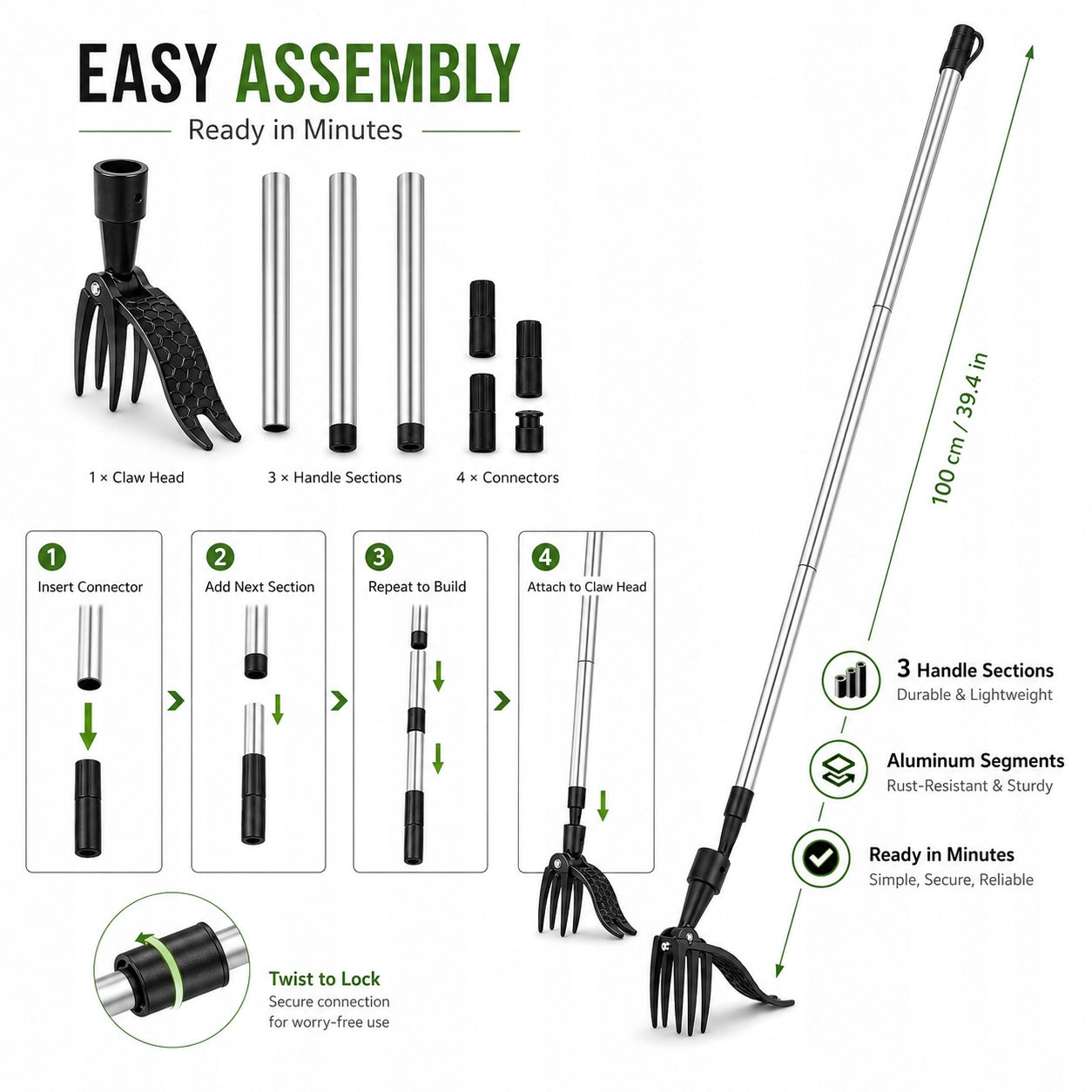 Weed picker with handle 100 cm 5 claws Brand no brand