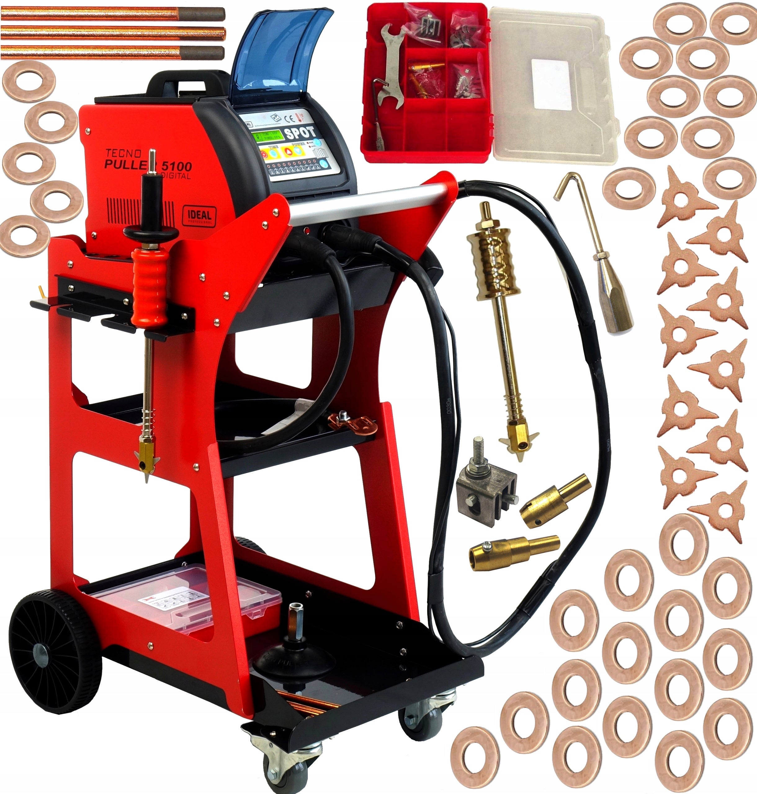 Welding machine IDEAL TECNO PULLER 5100 DIGITAL 400V with trolley Spotter Accessories