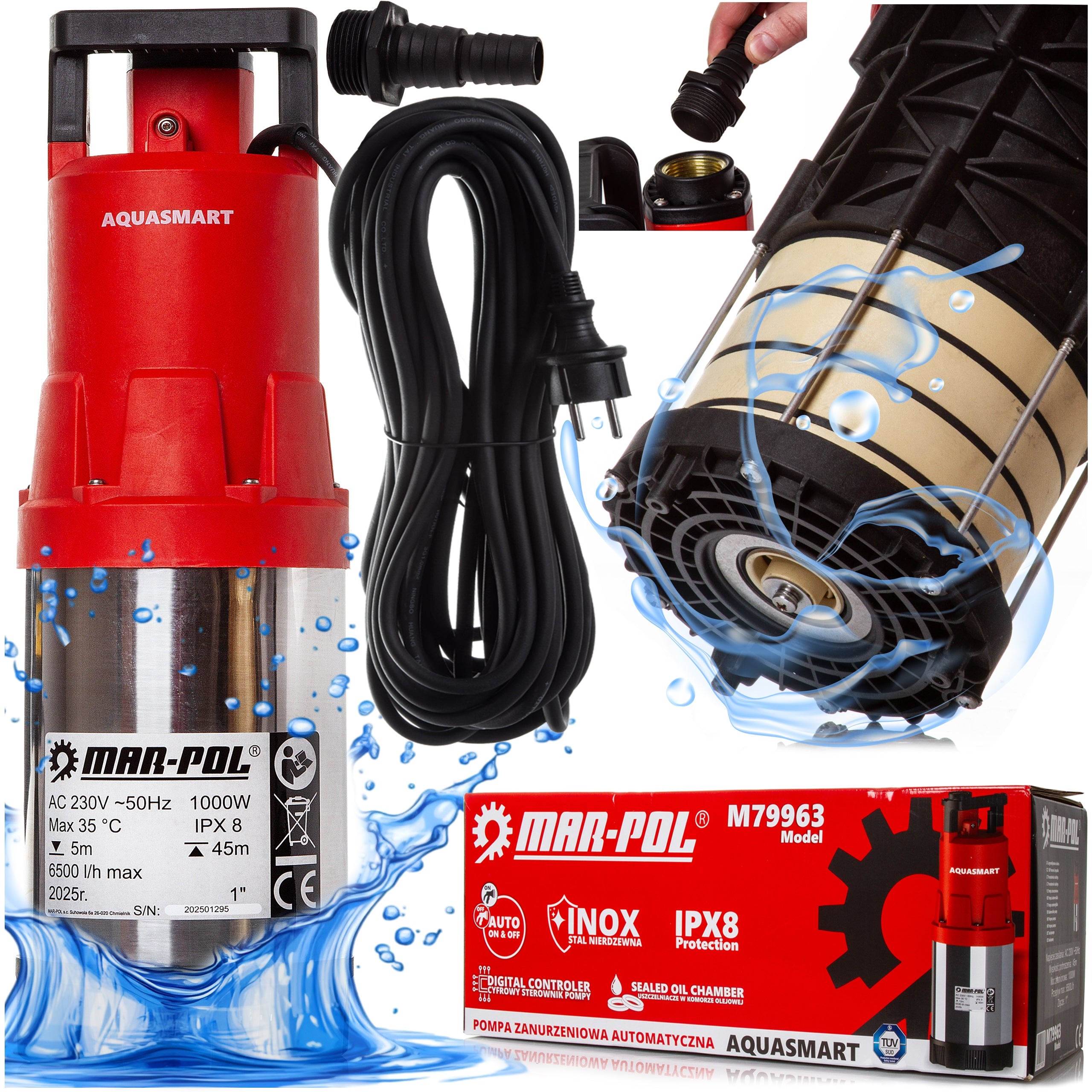 Well water pump cleaned submersible Mar-Pol 1000 W 6500 l/h