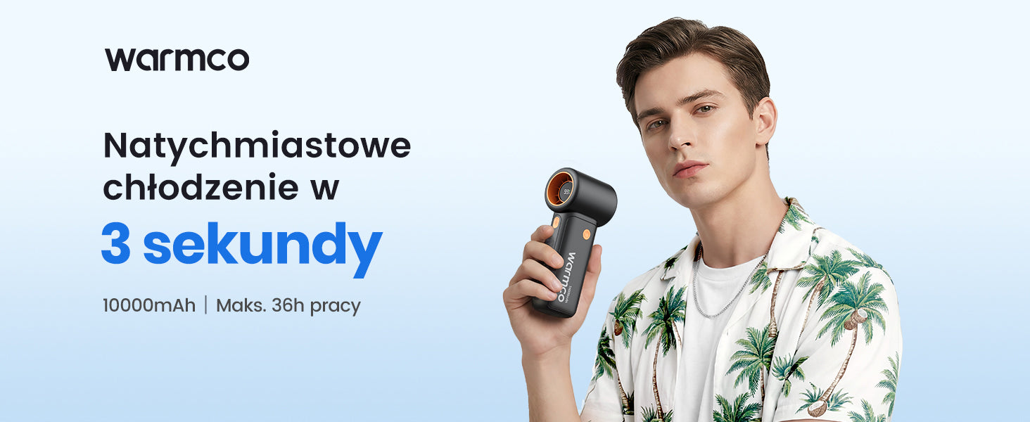 Wentylator Biurkowy Ręczny Warmco Przenośny 2w1 z Podstawką Mocny 10000mAh Functions none