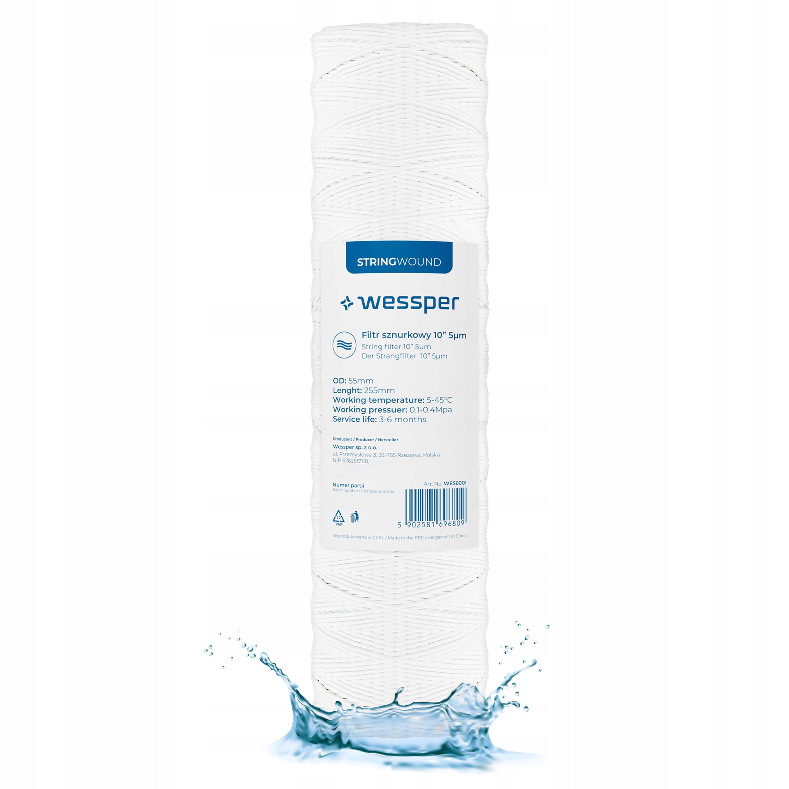 Wessper 3/4" water filter preliminary for whole house softener + 10x filter cartridge Capacity 0 l