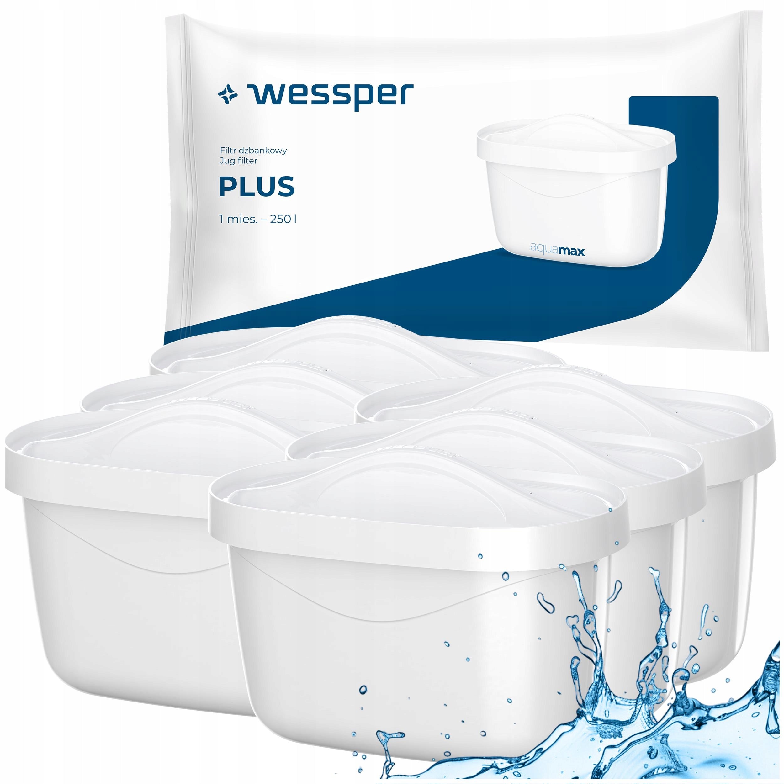 Wessper Aquamax Plus - water filter for Brita Dafi jug replacement - 6 pieces