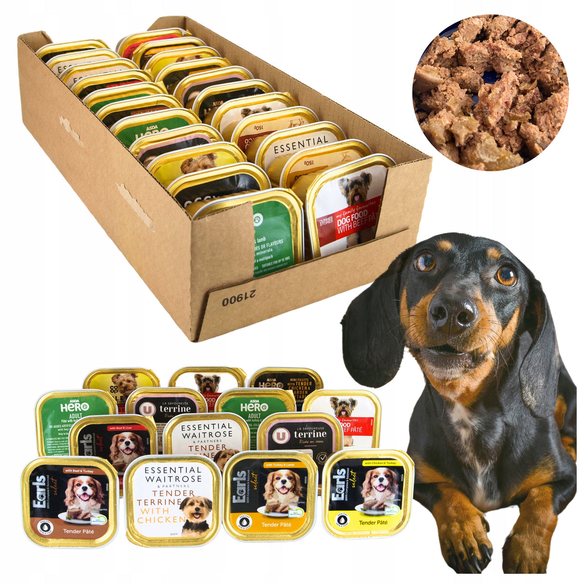 Wet Dog Food 22 x 150 g Tray Package Mixed Mix of Flavors 3,3 kg Brand LubieZwierzaki