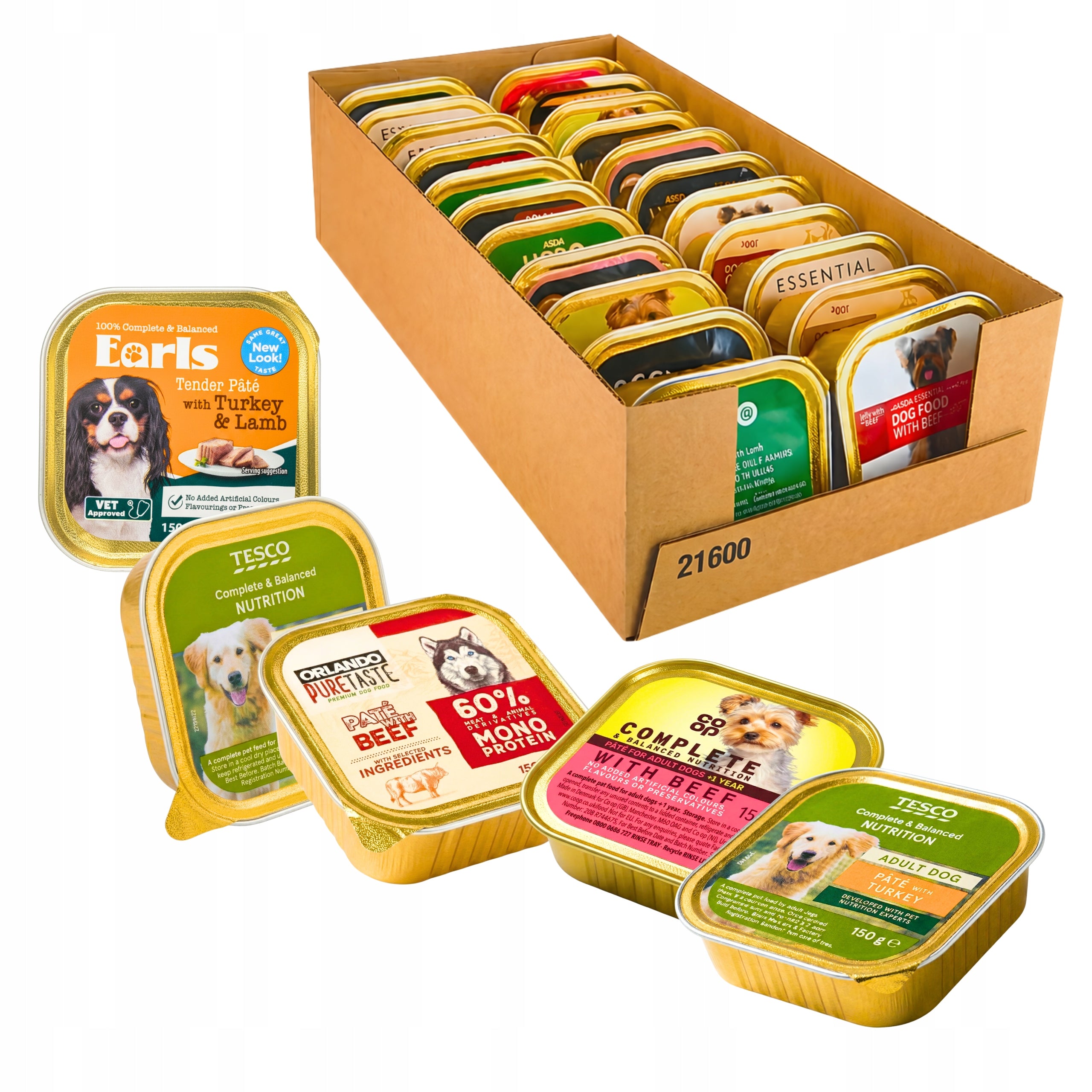 Wet Dog Food 22 x 150 g Tray Package Mixed Mix of Flavors 3,3 kg