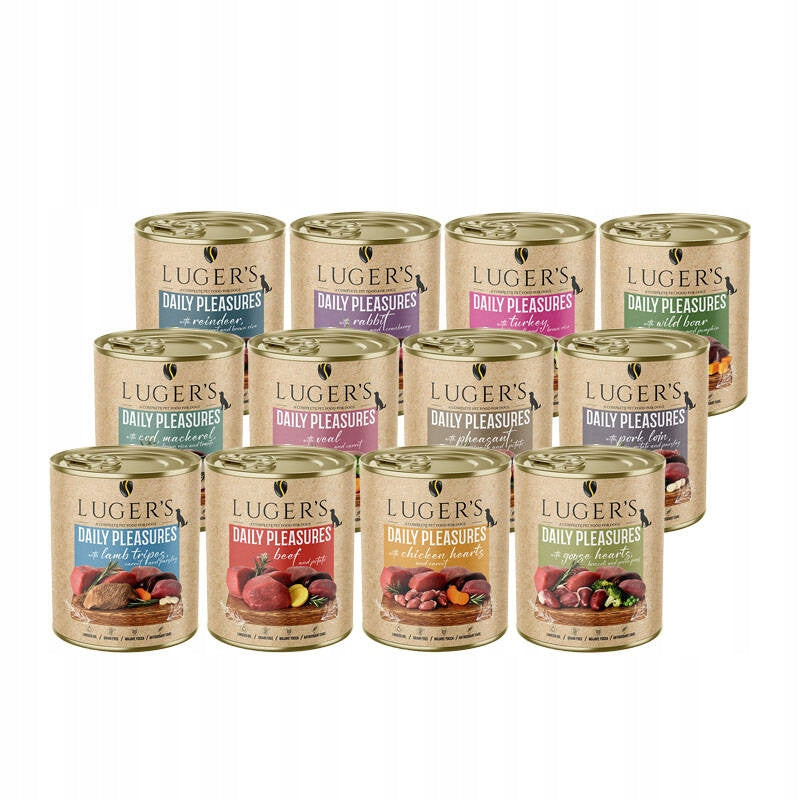 Wet Dog Food Luger's Daily Pleasures Mix of Flavors Set of 12 x 800 g