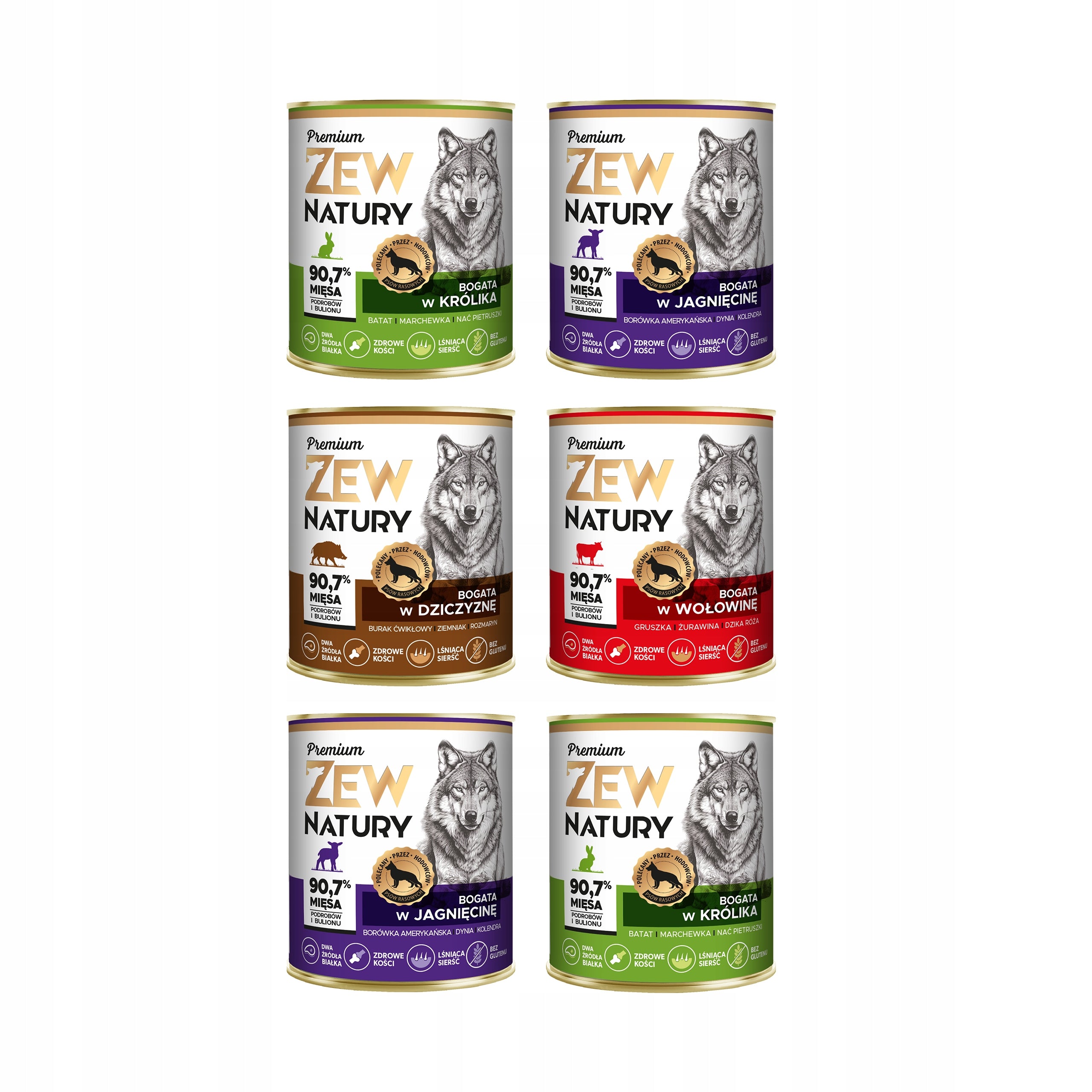 Wet Dog Food Zew Natury PREMIUM WITHOUT CHICKEN Mix of flavors 6x800g Packaging status original