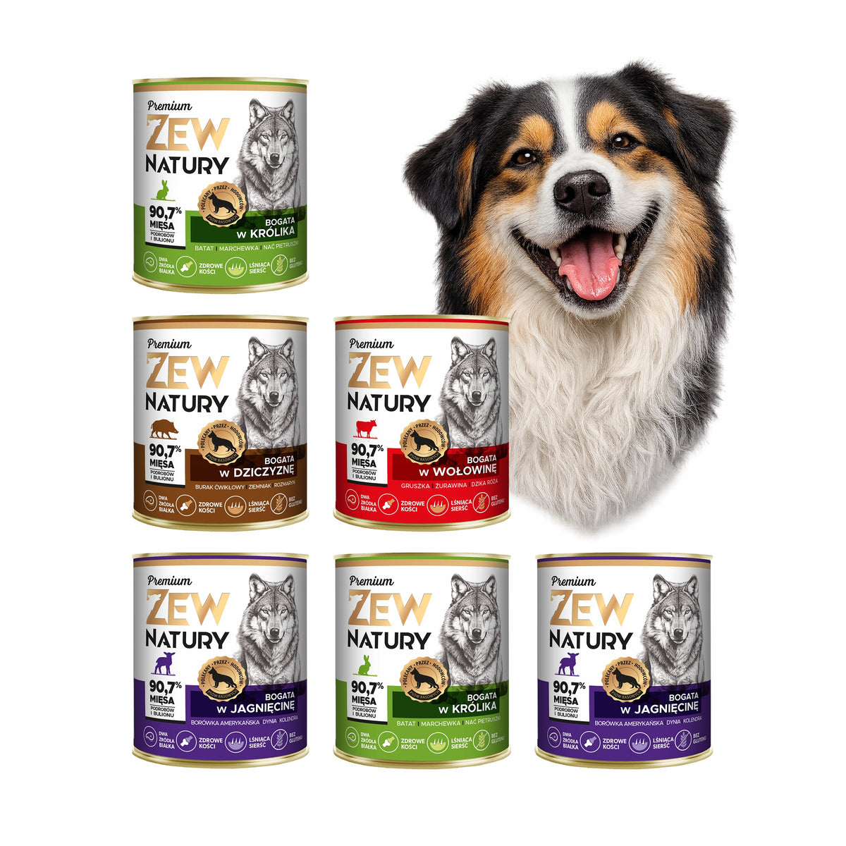 Wet Dog Food Zew Natury PREMIUM WITHOUT CHICKEN Mix of flavors 6x800g