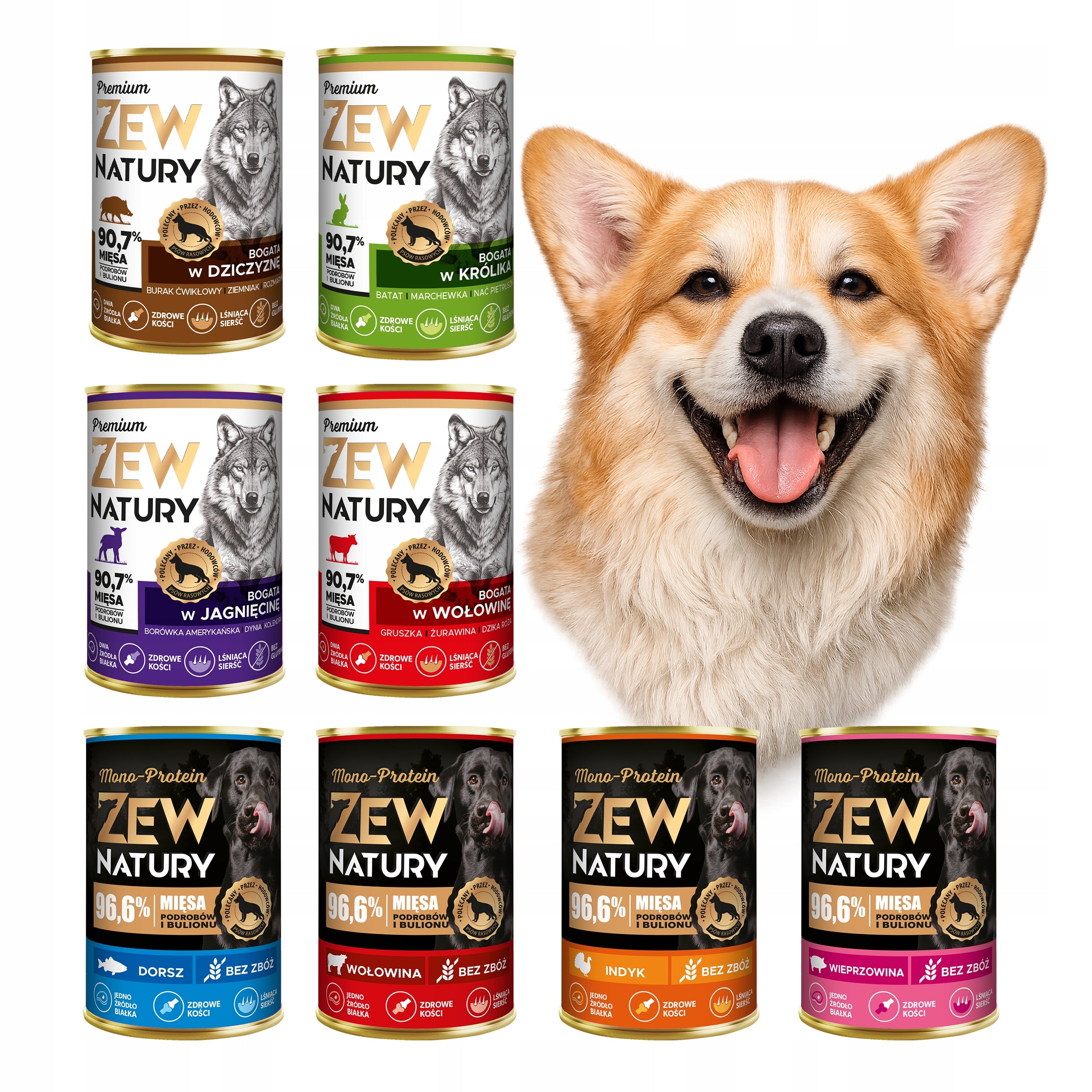 Wet Dog Food Zew Natury WITHOUT CHICKEN Mono+Premium Mix of Flavors 10x400 Manufacturer code Mix Mono-Protein i Bogata W 400g