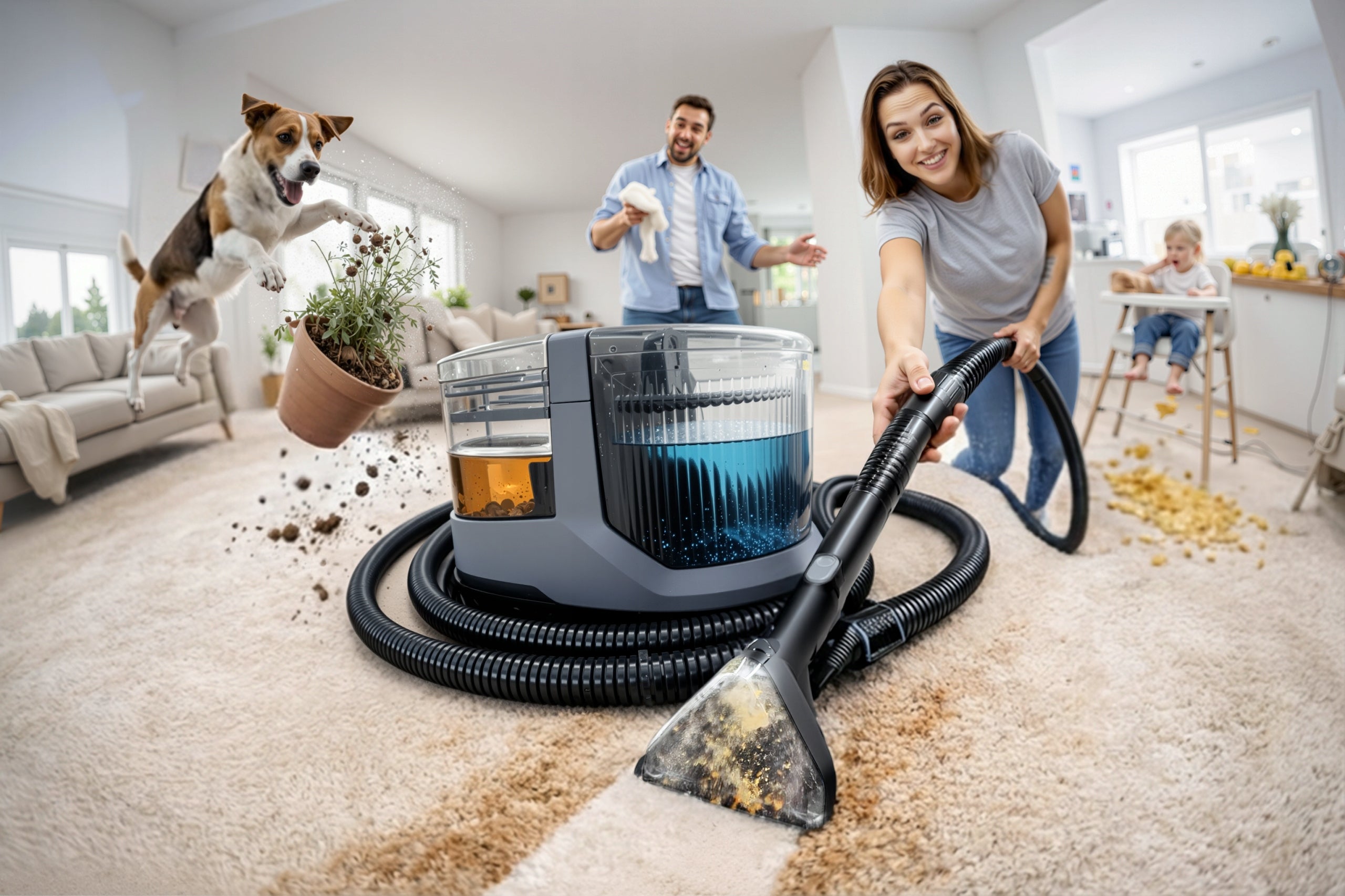 Wet Washing Water Vacuum Cleaner for Carpet Upholstery Cars SUCTION 17 kPa Packaging status original