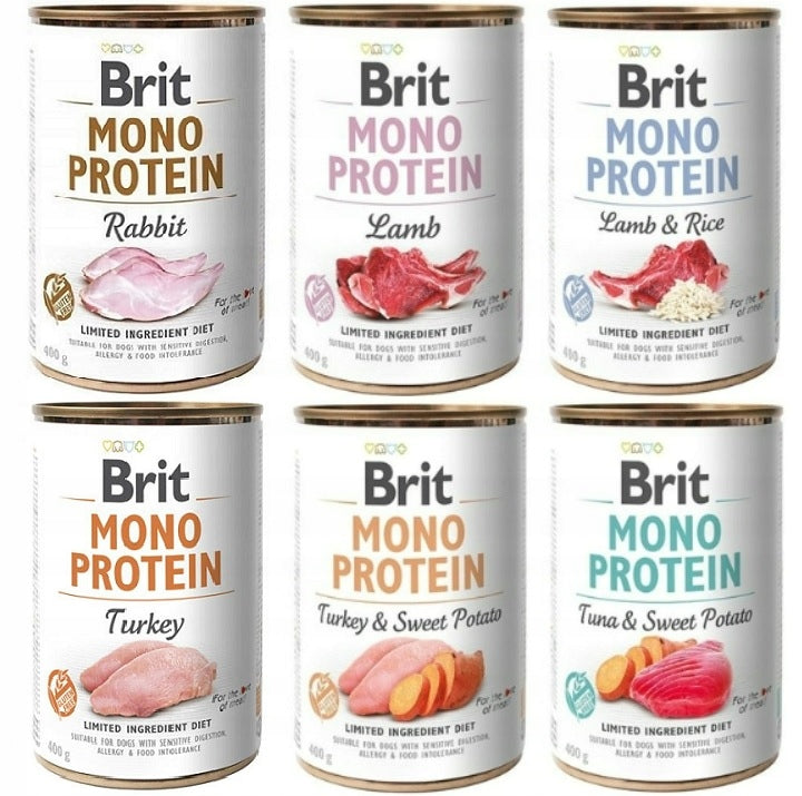 Wet dog food BRIT Mono Protein MIX FLAVORS 6x400g- set of 3