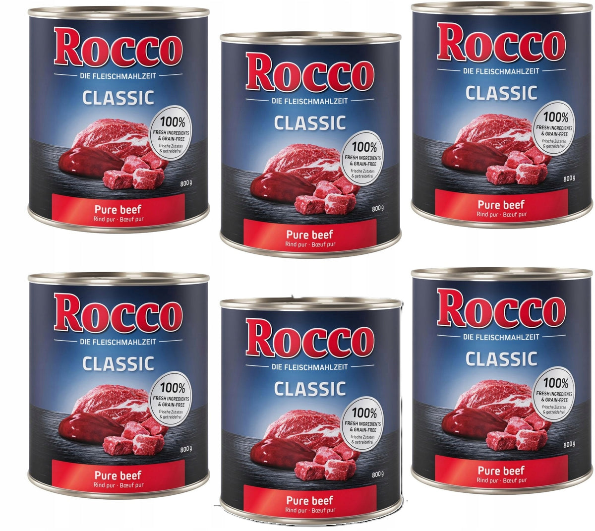 Wet dog food Rocco Classic pure beef 6 x 800g