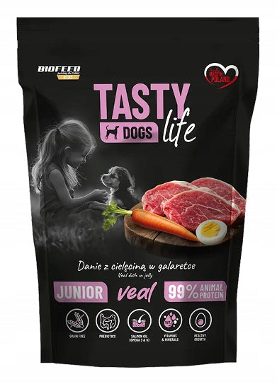 Wet dog food Tasty Dogs Life in jelly MIX OF FLAVORS 10x 500g JUNIOR Brand BioFeed