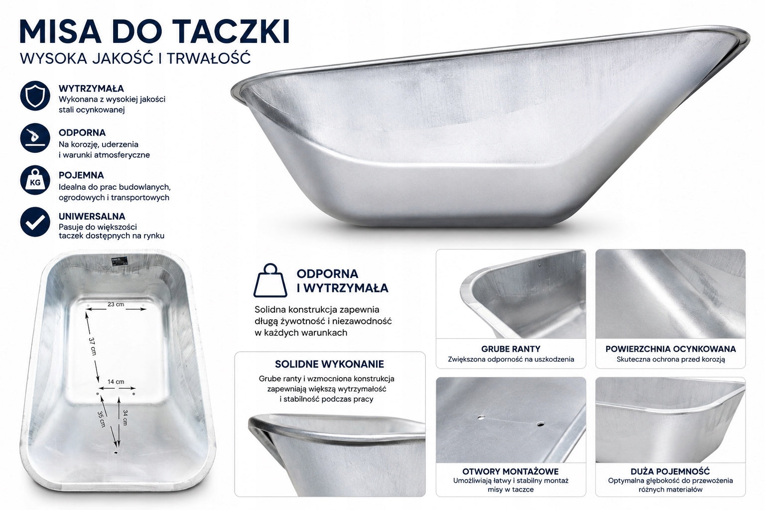 Wheelbarrow Bowl Garpacious Galvanized Corridor Bathtub for Garden Wheelbarrow Stroller Product weight with unit packaging 3.95 kg