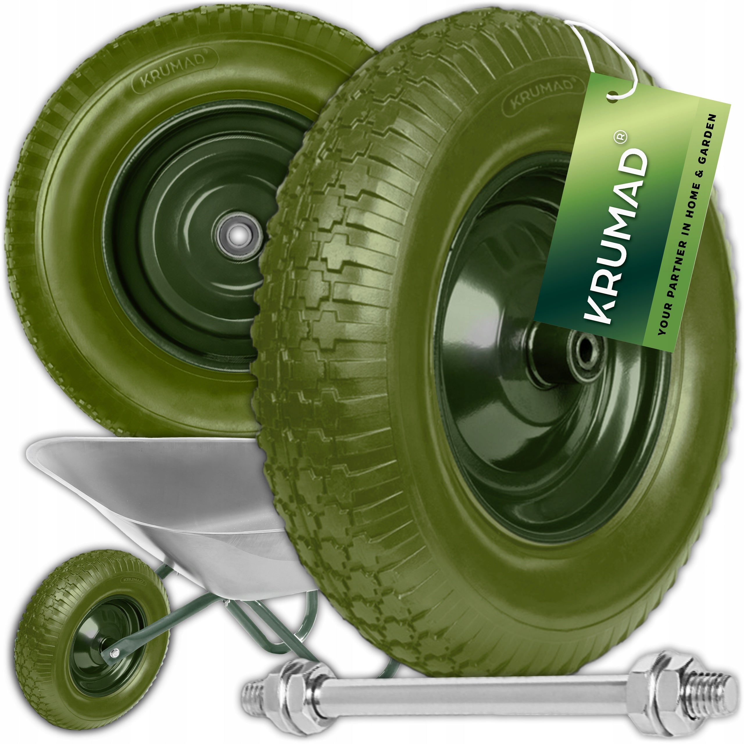 Wheelbarrow Full Tubeless Foam Wheel Stroller 8PR 4.80/4.00-8 + AXLE