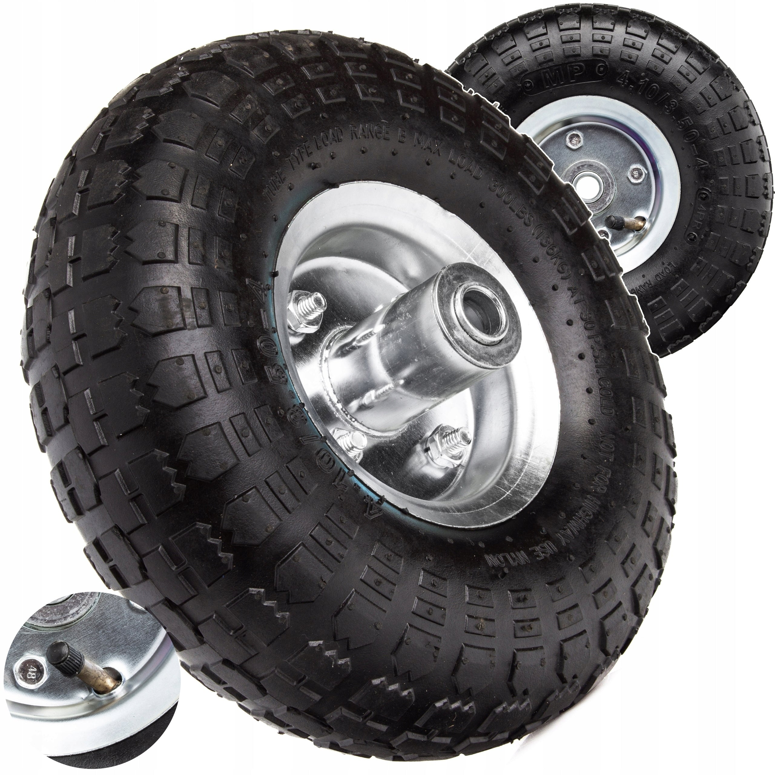 Wheelbarrow wheel 4PR 4.10 3.50-4 260x80 bearing fi 16mm pumped tire