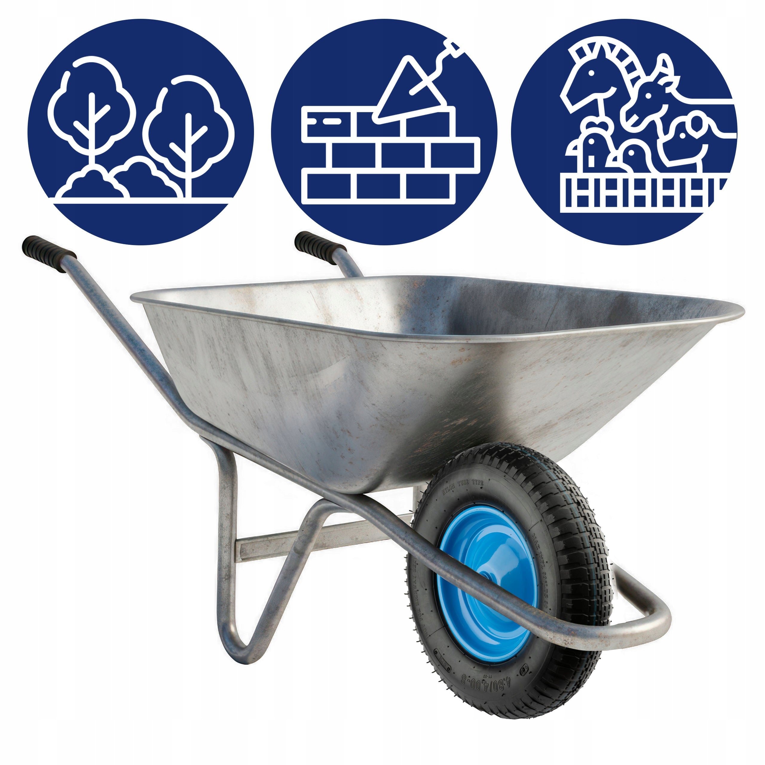 Wheelbarrow wheel 6 PR 4.00-8 with inner tube BEGRIS RUBBER Wheel Strong with inner tube axle Manufacturer code Koło do taczki 6PR 4.00-8