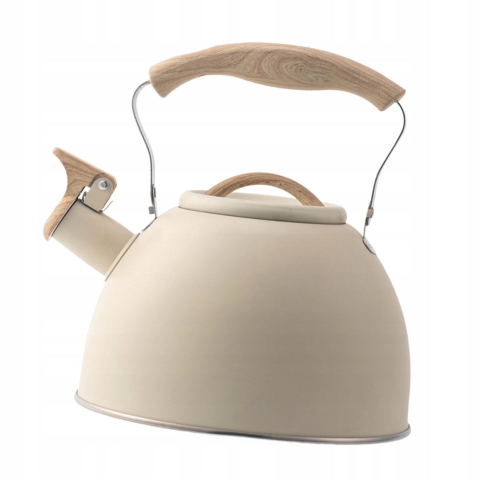 Whistling Kettle with Handle Universal for All Stovetop Fast to Boil beige Brand Unbranded
