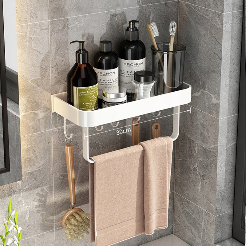 White BATHROOM SHOWER SHELF HANGING Self Adhesive+Punched 40cm Brand Arhatreya