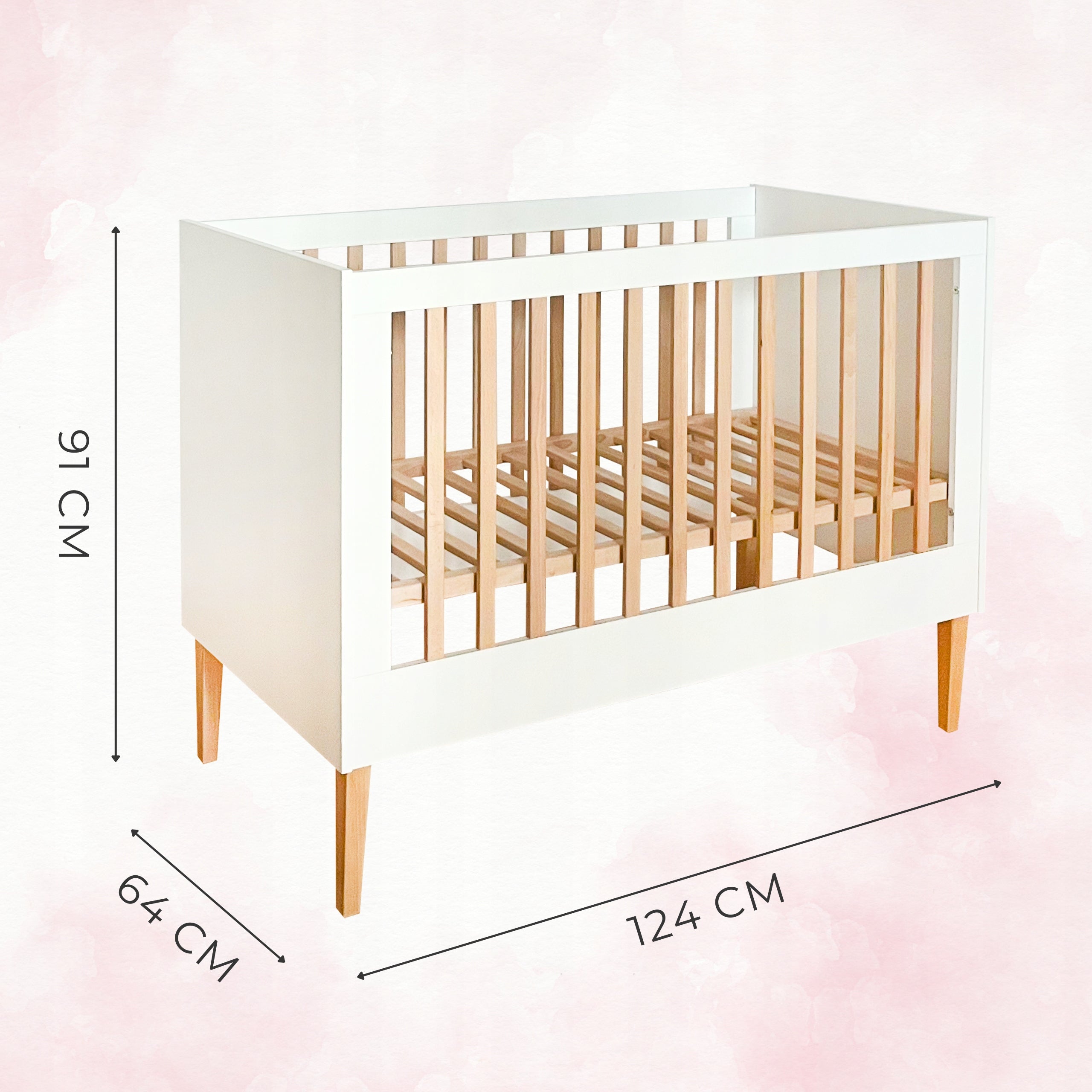 White Baby Crib with Pull-out Rungs - 120x60 cm ILA Packaging status original