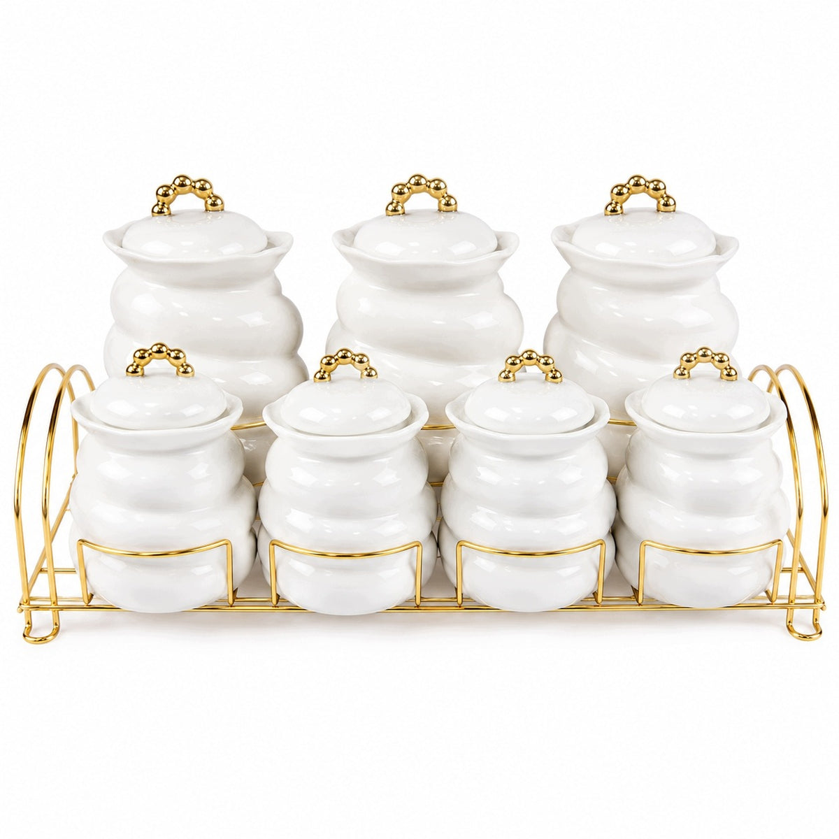 White Ceramic Kitchen Containers with Organizer 7 Elements Brand no brand