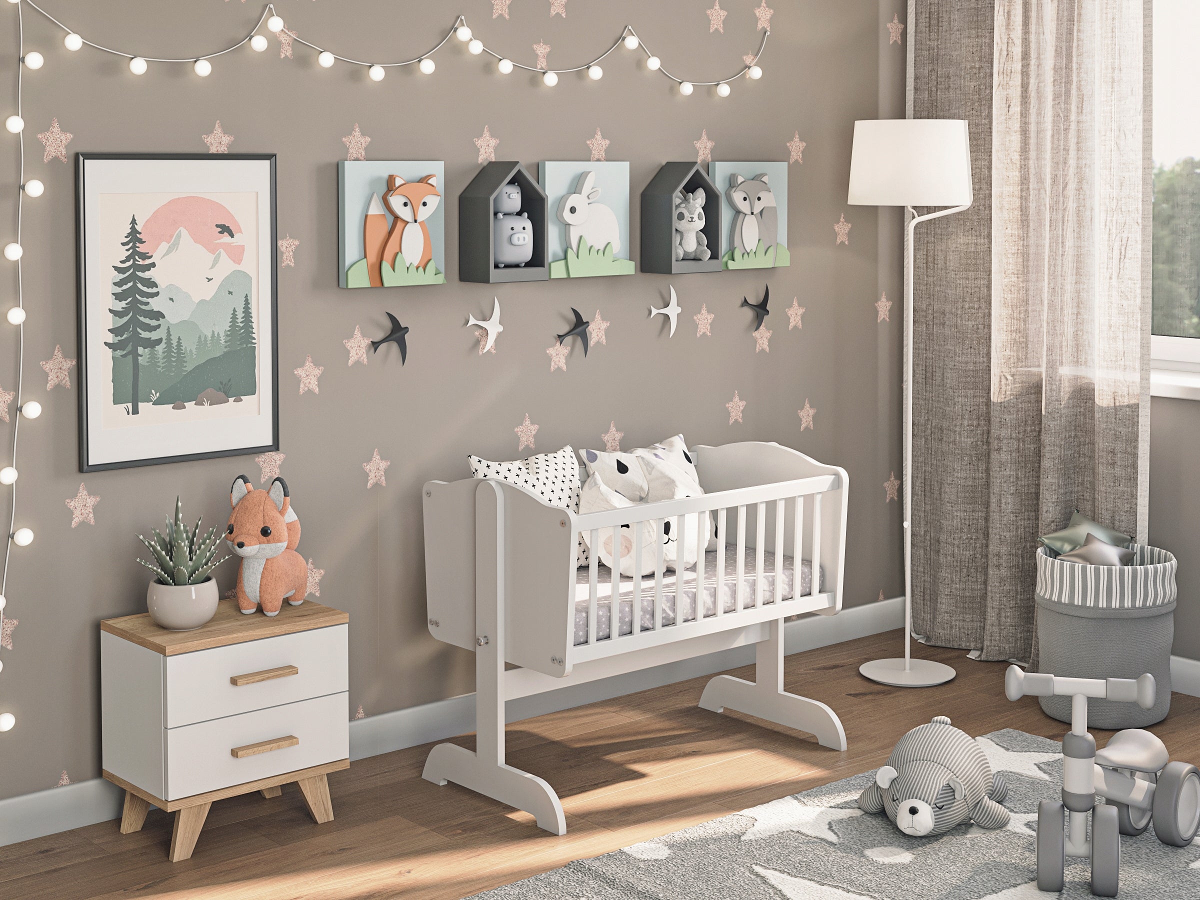 White Wooden Cradle with Mattress – Cot for Infants and Newborns EAN (GTIN) 5902838599983