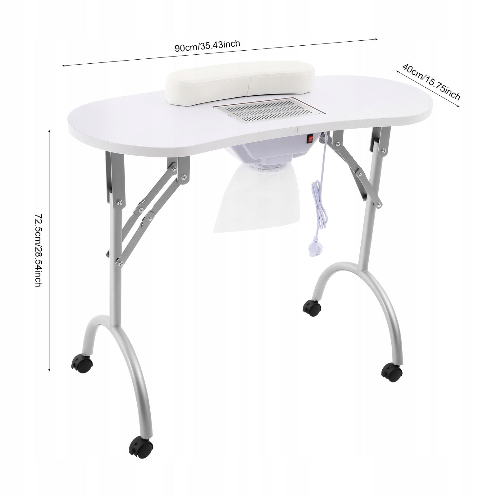 White foldable manicure table with manicure vacuum cleaner 90*40*72.5cm EAN (GTIN) 0763508674424