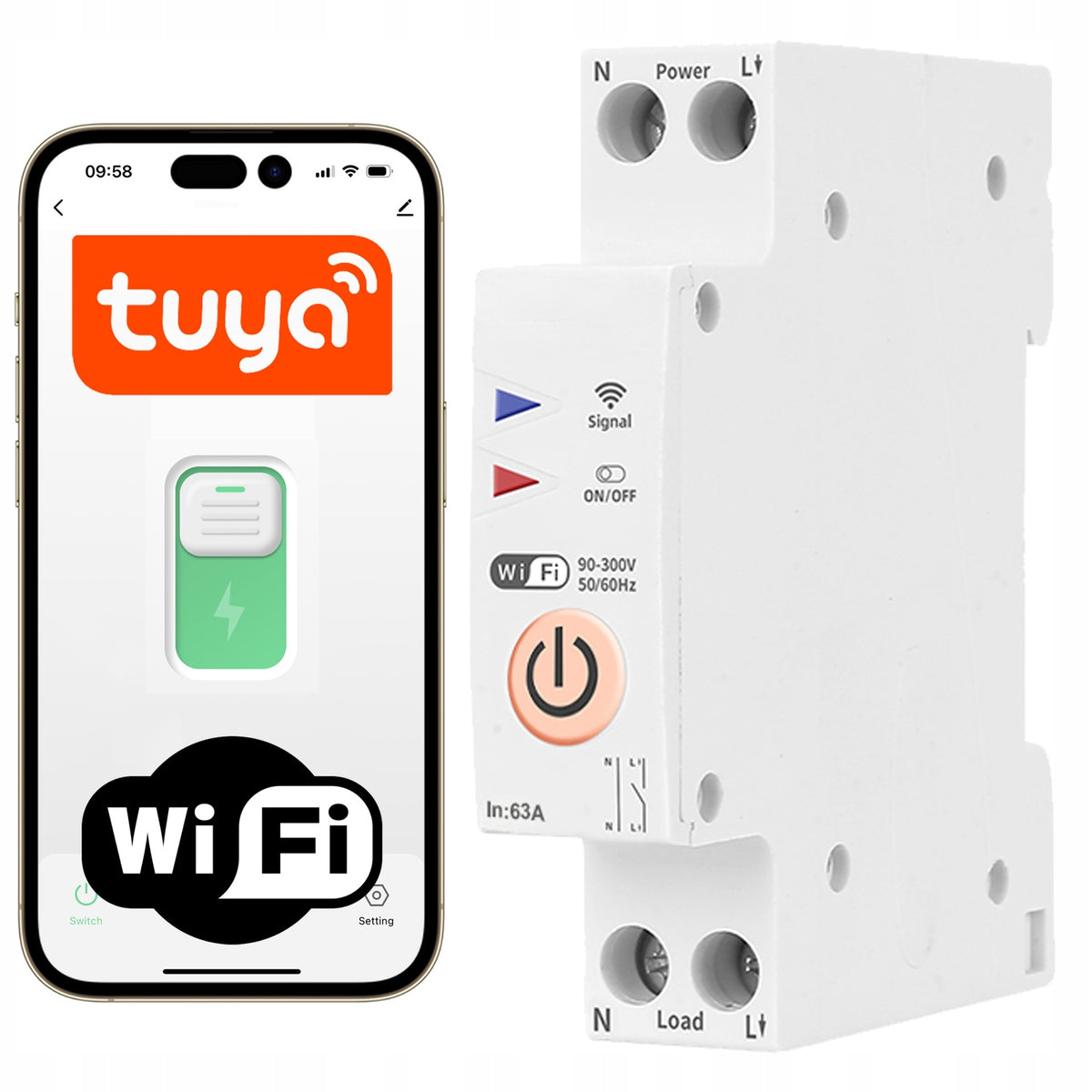 WiFi 16A relay for DIN rail switch ON OFF TUYA Smart Life