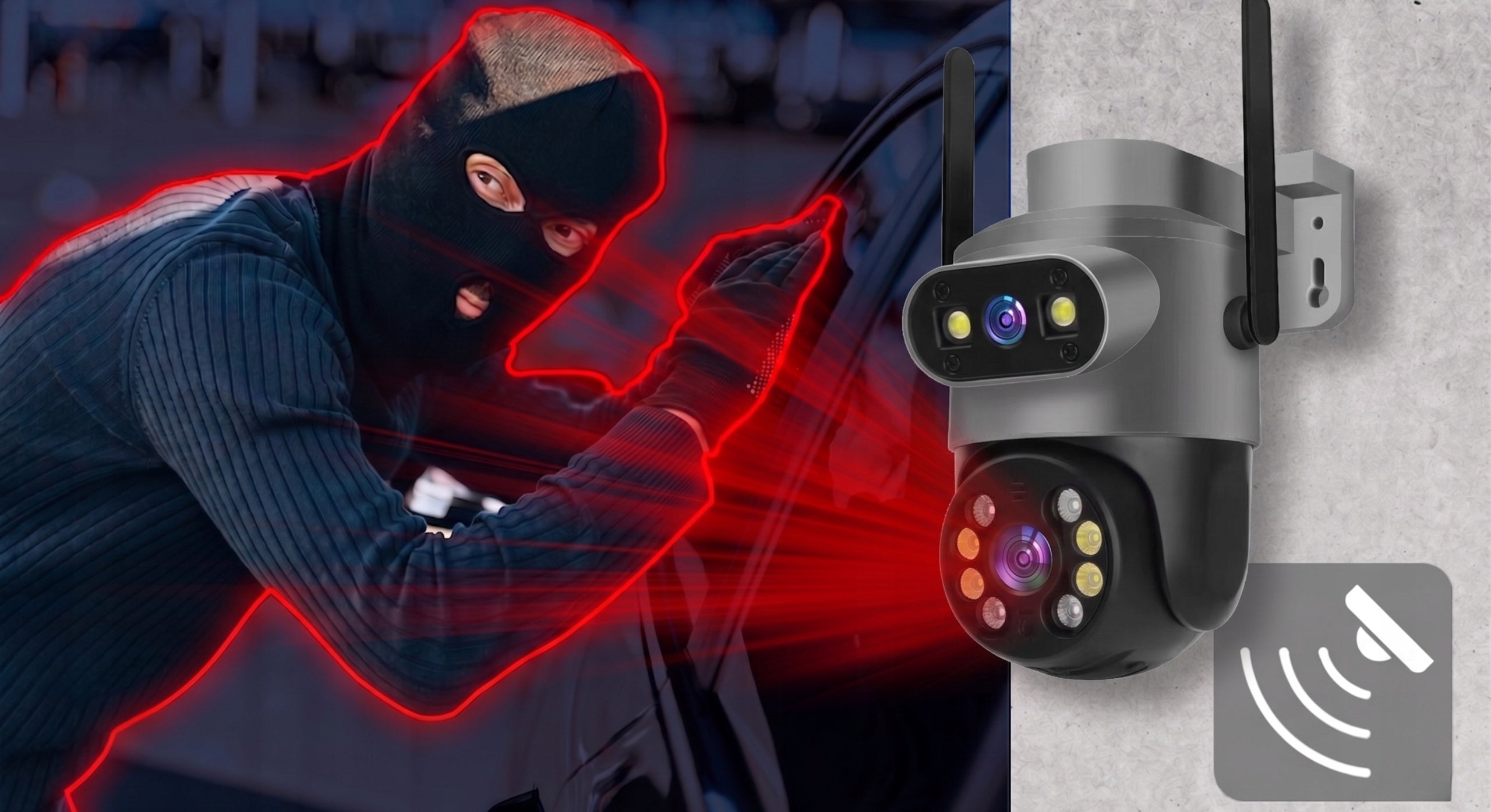 WiFi Camera Outdoor Rotating 10MPx Dual Alarm Zoom Detection Packaging status original