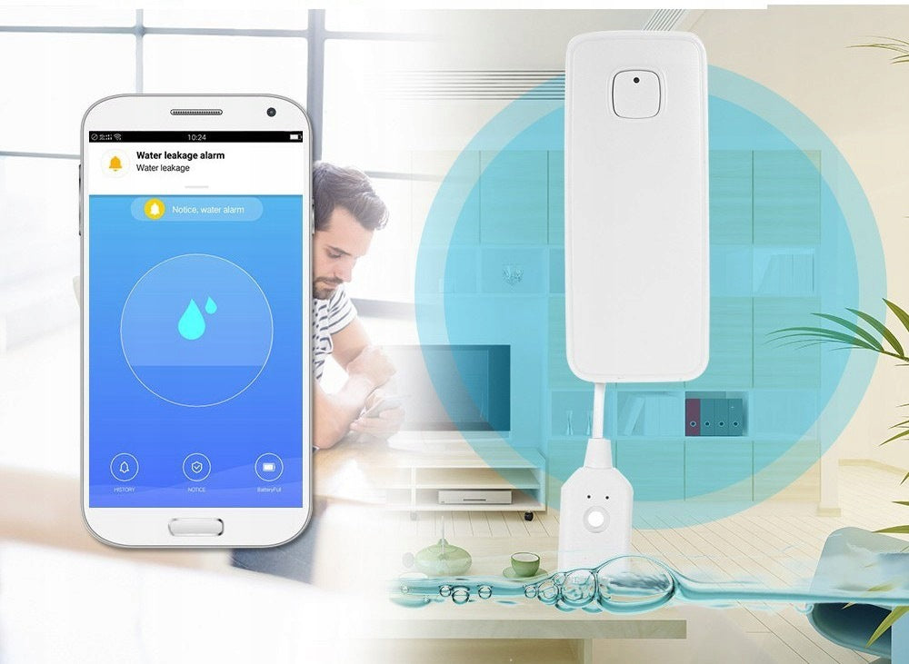 WiFi Flood Sensor Compatible with Tuya Smart App Notifications 80dB Manufacturer code SQ400C