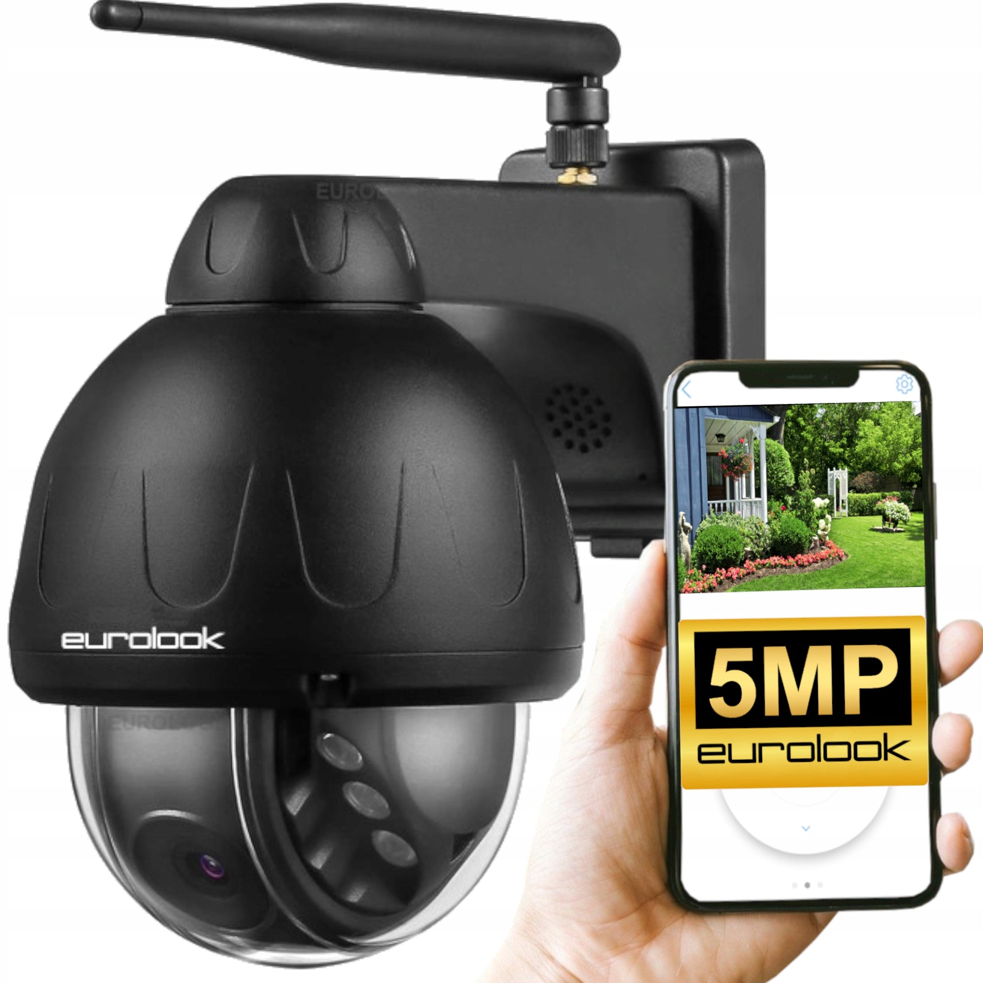 WiFi IP SMART Camera Outdoor Rotating 5MPx 5MP Black Metal Enclosure