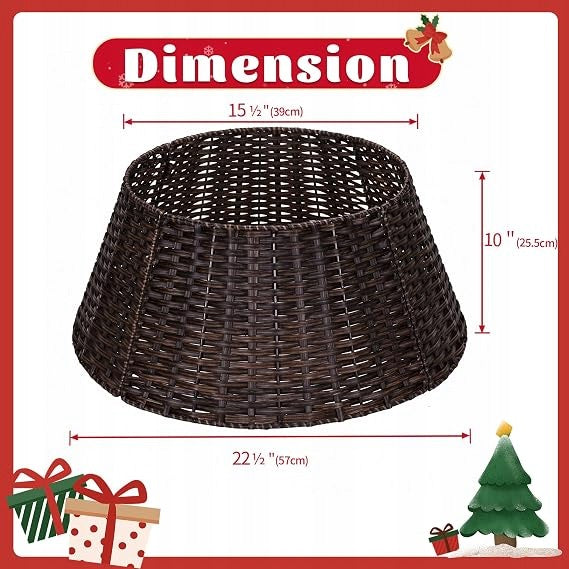 Wicker Christmas Tree Cover Round 57 cm Brown Christmas Decoration Brand no brand