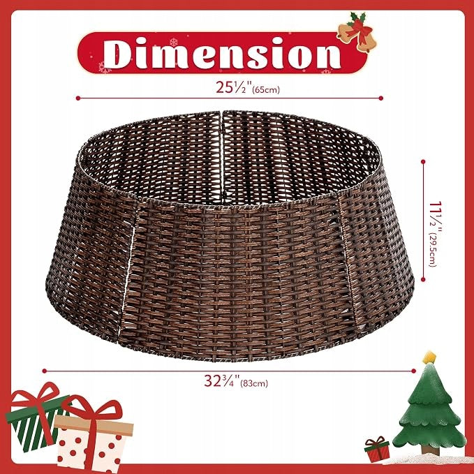 Wicker Christmas Tree Cover Round 83 cm Brown Christmas Decoration Manufacturer code B0F9Y9S124