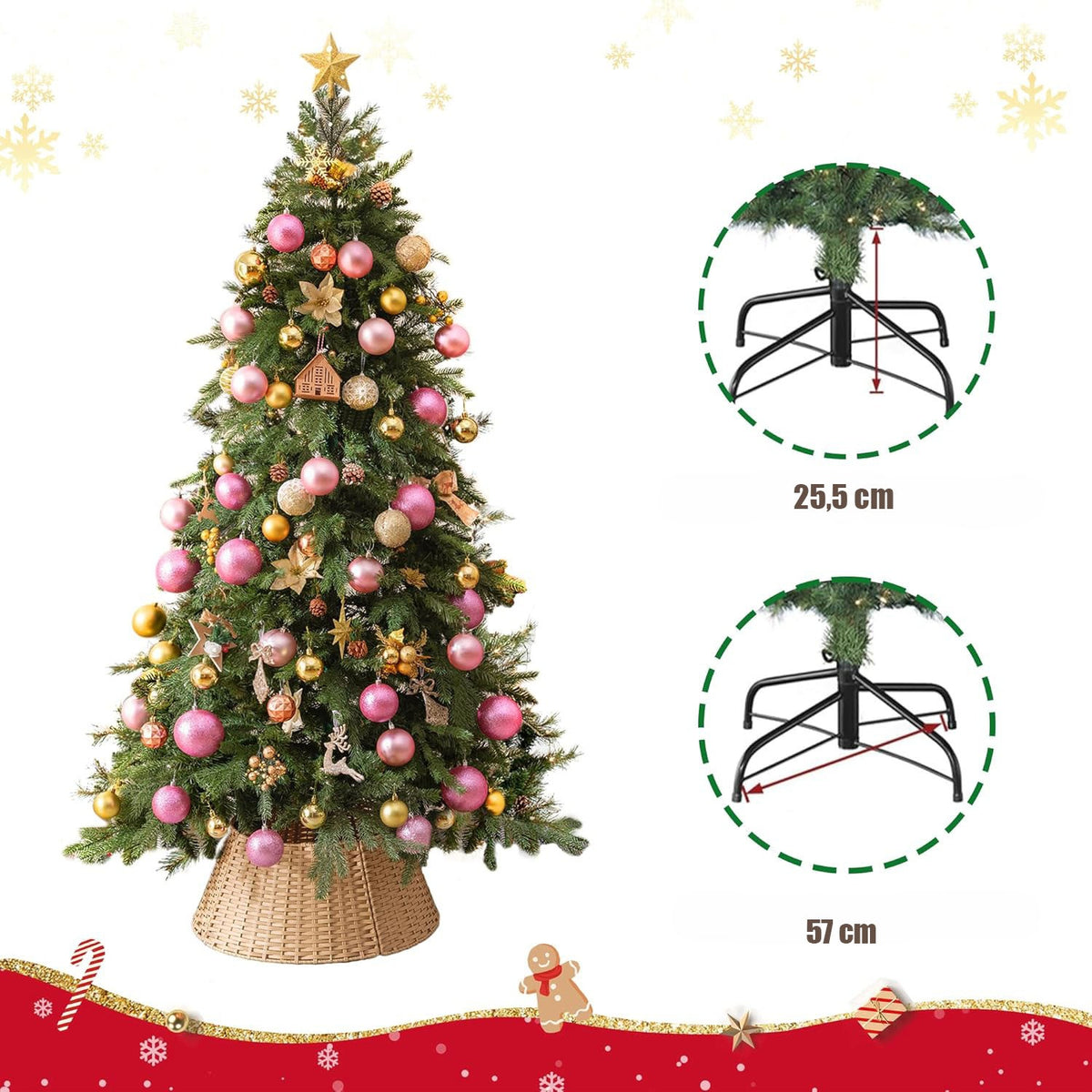 Wicker Christmas Tree Stand Cover 57cm | Beige Christmas Tree Collar Brand no brand
