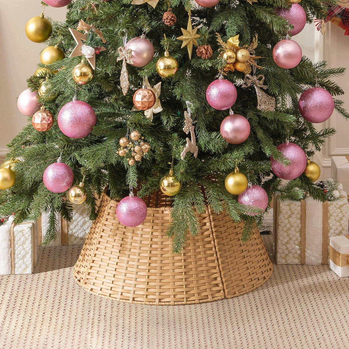 Wicker Christmas Tree Stand Cover 57cm | Beige Christmas Tree Collar Manufacturer code B0CB83HGX5