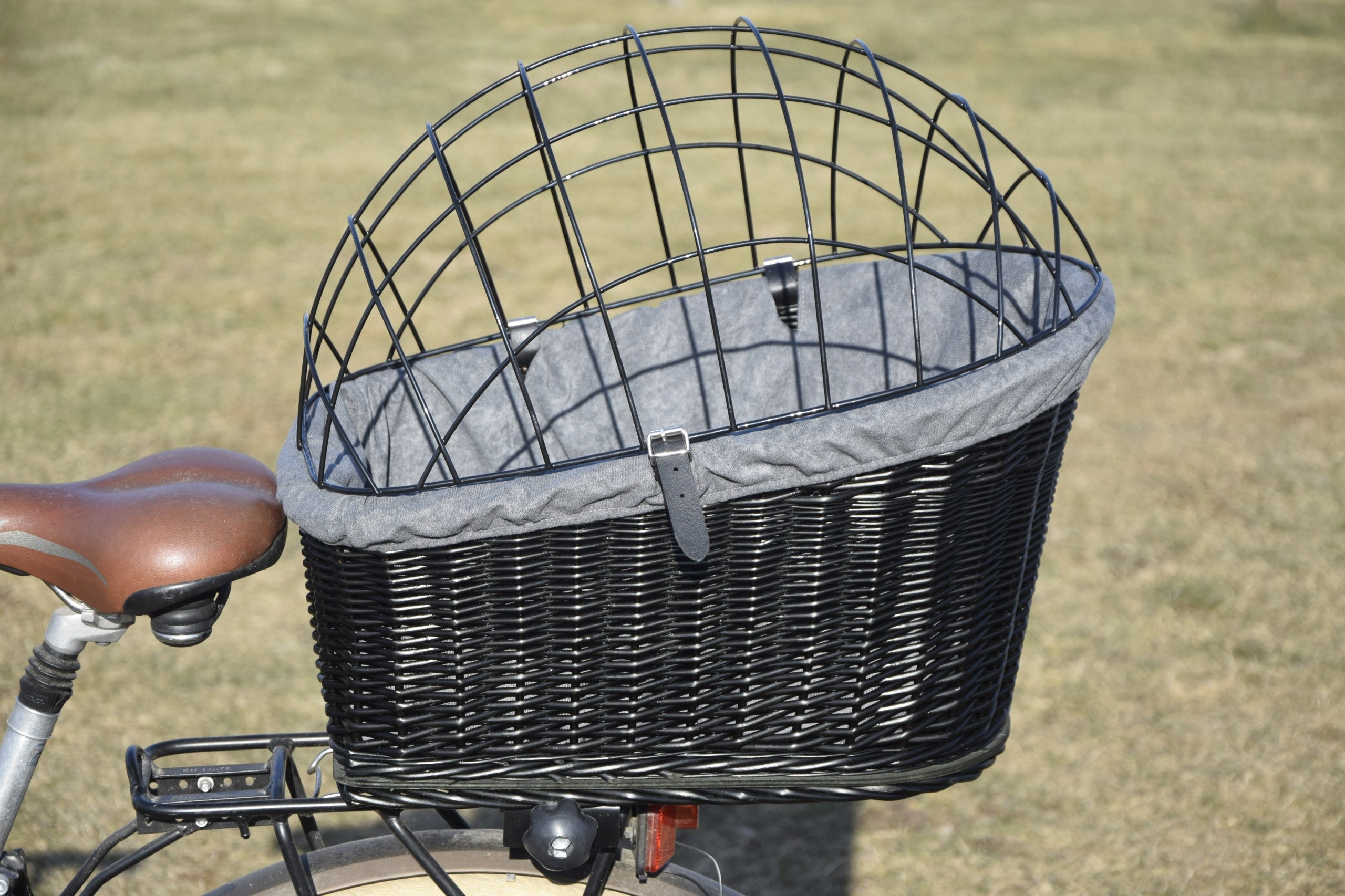 Wicker basket with bicycle trim dog carrier DARK ASH Brand Wiklinowe Cuda