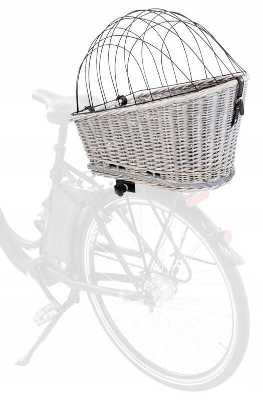 Wicker bicycle basket with grille 35x49x55cm grey