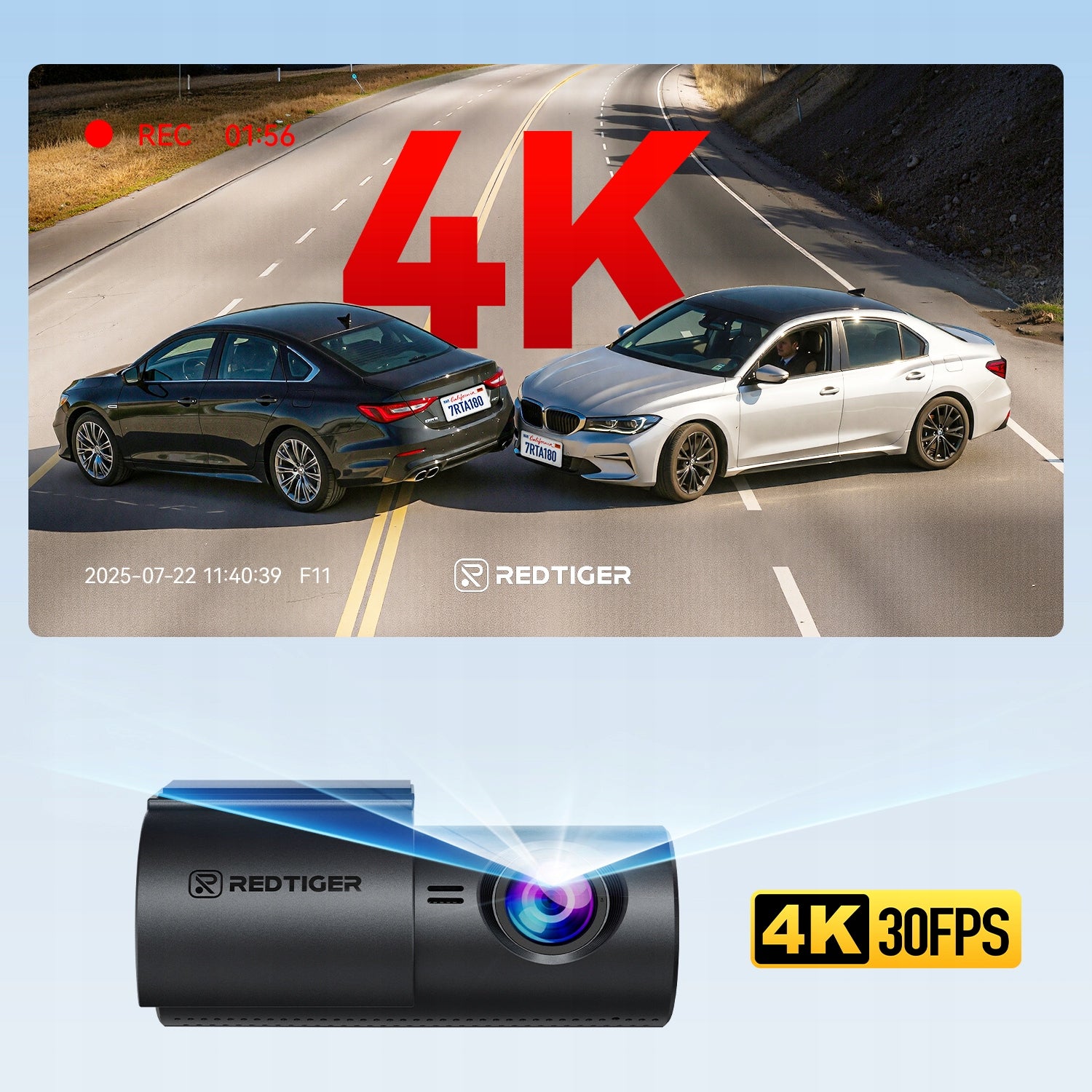 Wideorejestrator 4K Front Recording Redtiger A1, Loop, G-Sensor 24H Parking Memory card included none