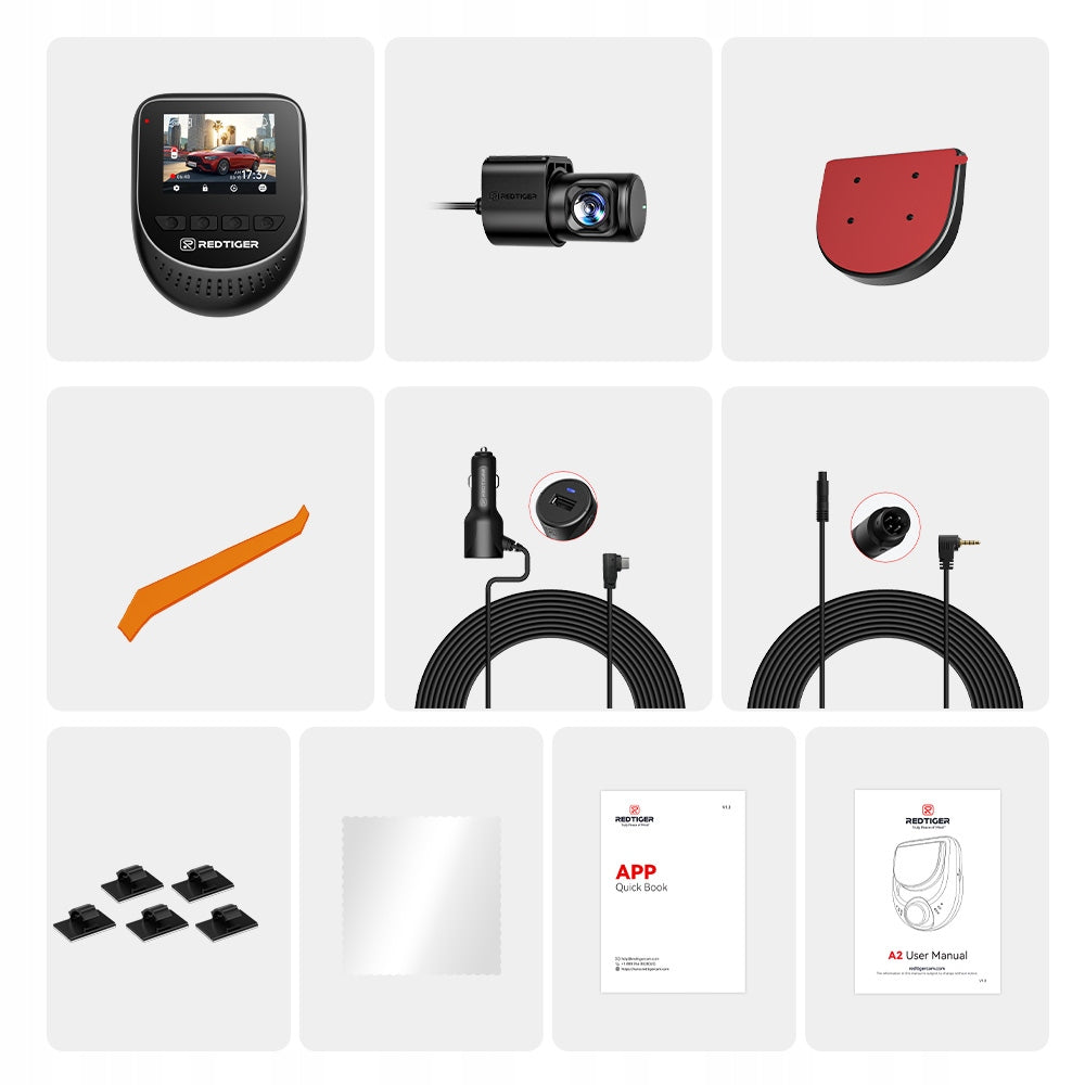 Wideorejestrator Dual 2.5K REDTIGER A2 360° WiFi Przód Tył Parking 24h Manufacturer code A2
