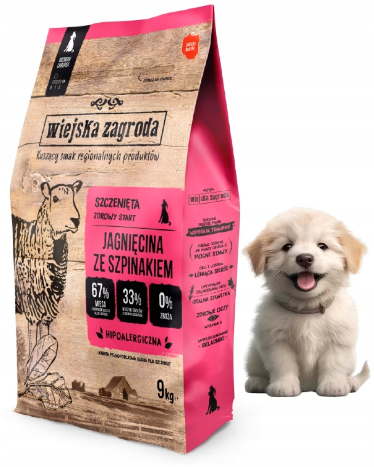 Wiejska Zagroda Dry Food LAMB SPINACH small breed puppy S 9kg