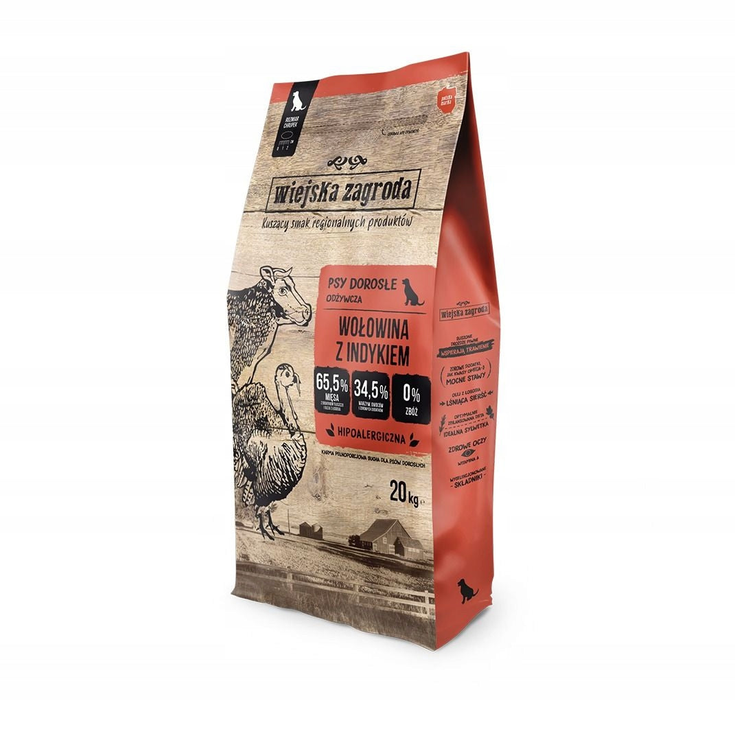 Wiejska Zagroda Dry dog food BEEF TURKEY VEGETABLES Large breeds L 20kg Brand Wiejska Zagroda