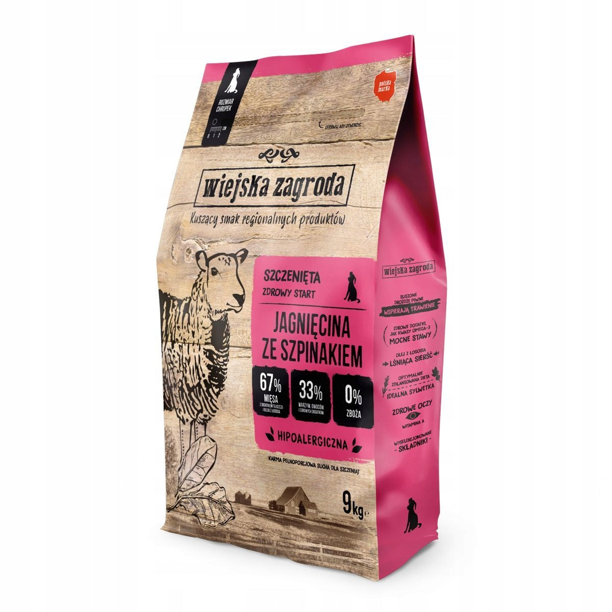 Wiejska Zagroda dry food for puppies LAMB SPINACH Small breeds 9kg Brand Wiejska Zagroda