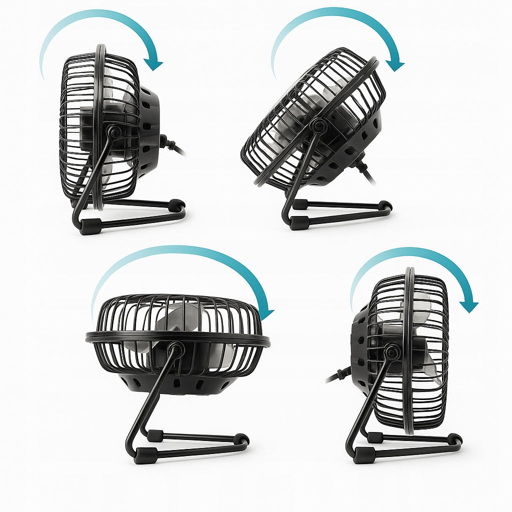 Windmill Desk Fan Mini USB Metal Non-Slip Feet Sturdy Packaging status original
