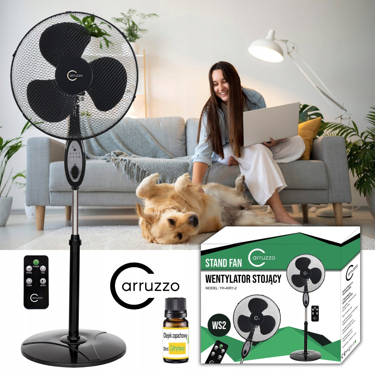 Windmill Standing Fan Rotary Floor Oscillation Aroma BOX + Oil Manufacturer code WS2